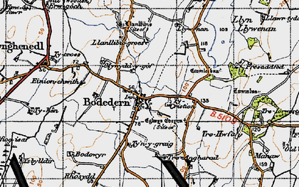 Old map of Bodowyr in 1947