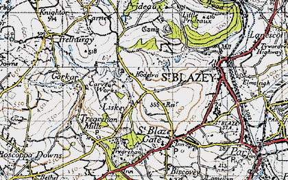 Old map of Bodelva in 1946