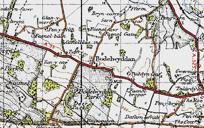 Old map of Bodelwyddan in 1947