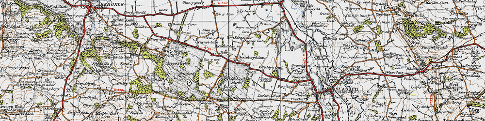 Old map of Bodelwyddan in 1947