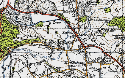 Old map of Bodenham in 1947