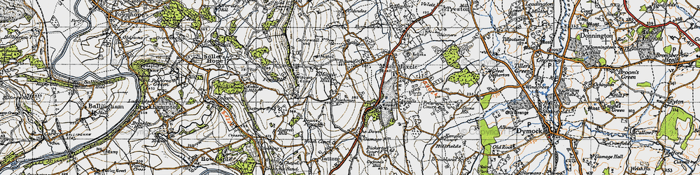 Old map of Bodenham Bank in 1947