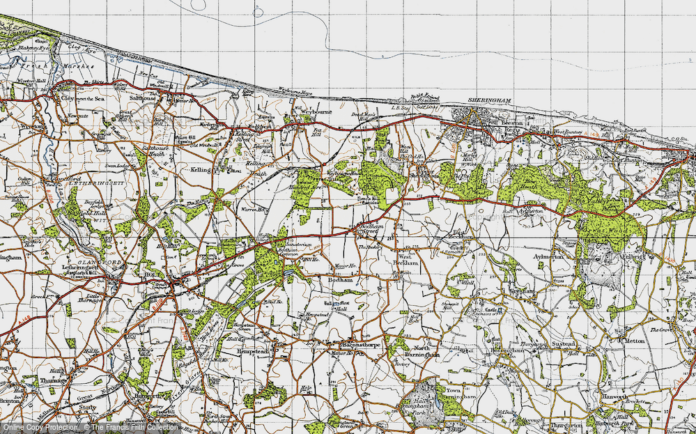 Old Map of Bodham, 1945 in 1945