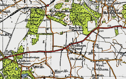 Old map of Bodham in 1945