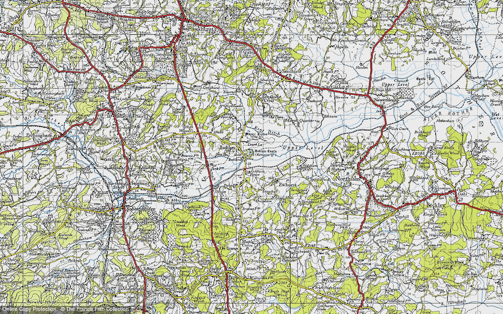 Old Map of Historic Map covering Bodiam Br in 1940