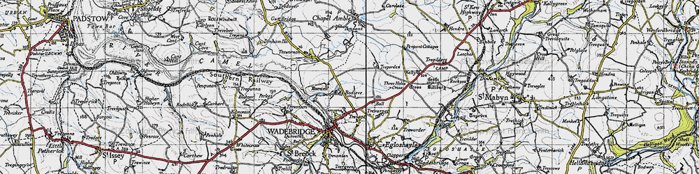 Old map of Bodieve in 1946
