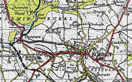 Old map of Bodmin in 1946