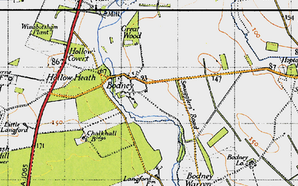 Old map of Ickburgh Fields in 1946