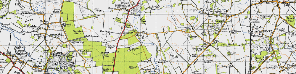 Old map of Bunkershill Plantn in 1946