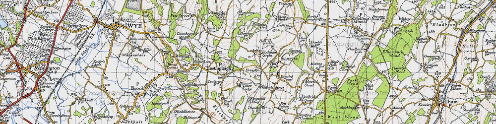 Old map of Bodsham in 1940