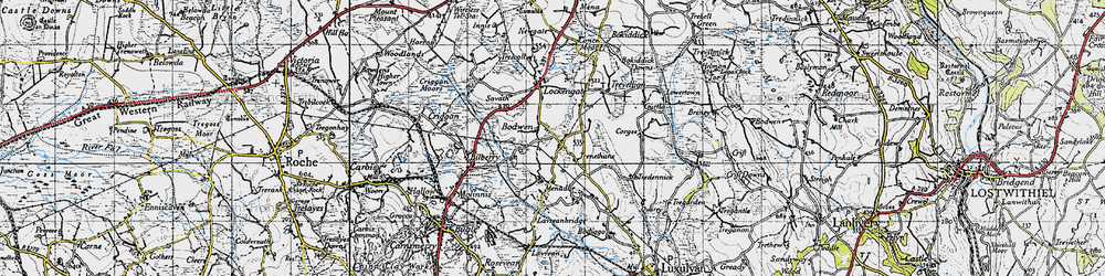 Old map of Bodwen in 1946