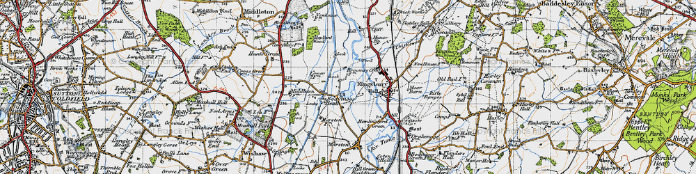 Old map of Bodymoor Heath in 1946