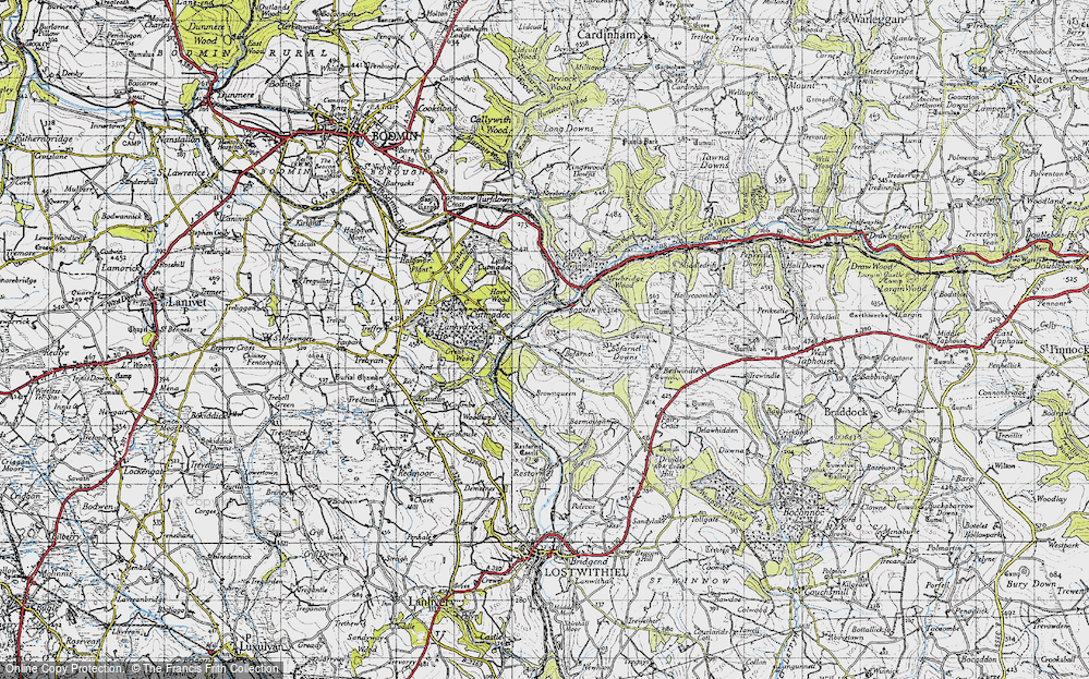 Old Map of Historic Map covering Bosmaugon in 1946
