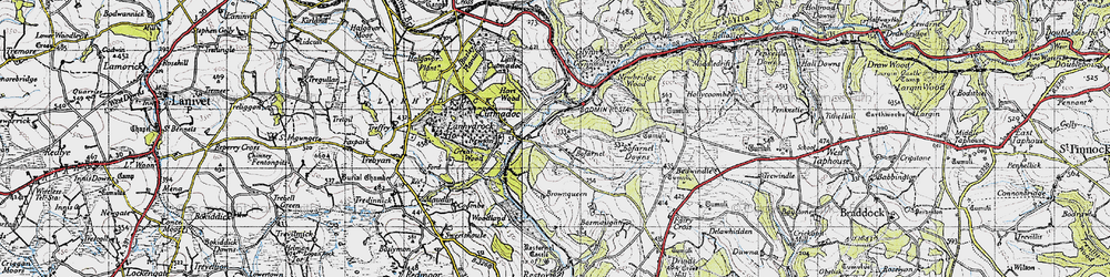 Old map of Bofarnel Downs in 1946