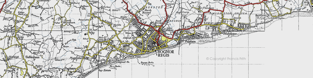Old map of Bognor Regis in 1945