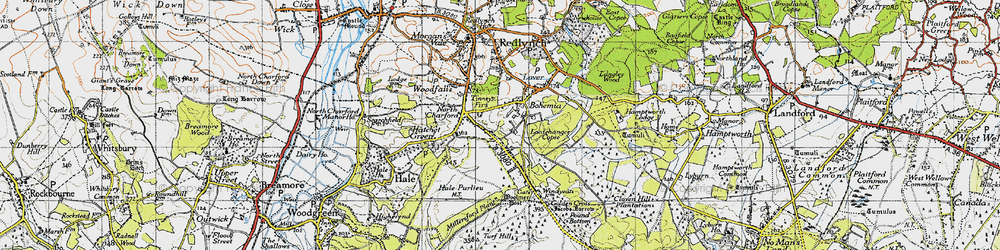 Old map of Black Gutter Bottom in 1940