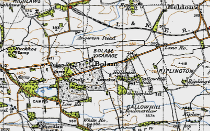 Old map of Bolam Low Ho in 1947