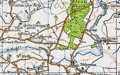 Old map of Bolas Heath in 1947