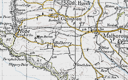 Old map of Bolberry Down in 1946