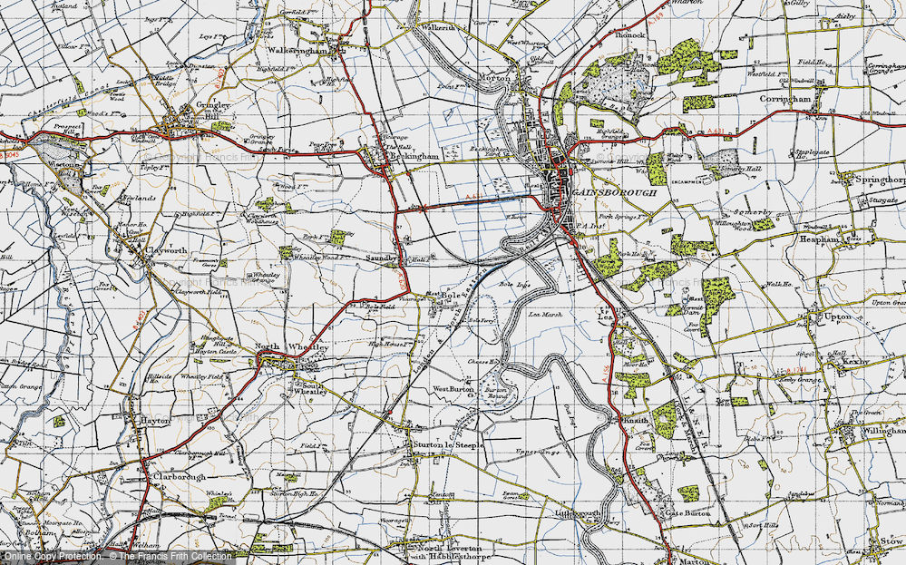 Old Map of Historic Map covering Bole Ings in 1947