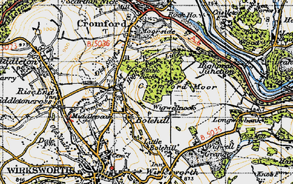 Old map of Bolehill in 1947