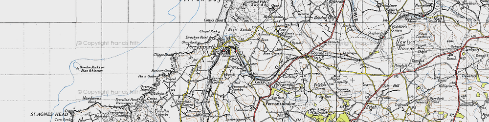 Old map of Bolingey in 1946