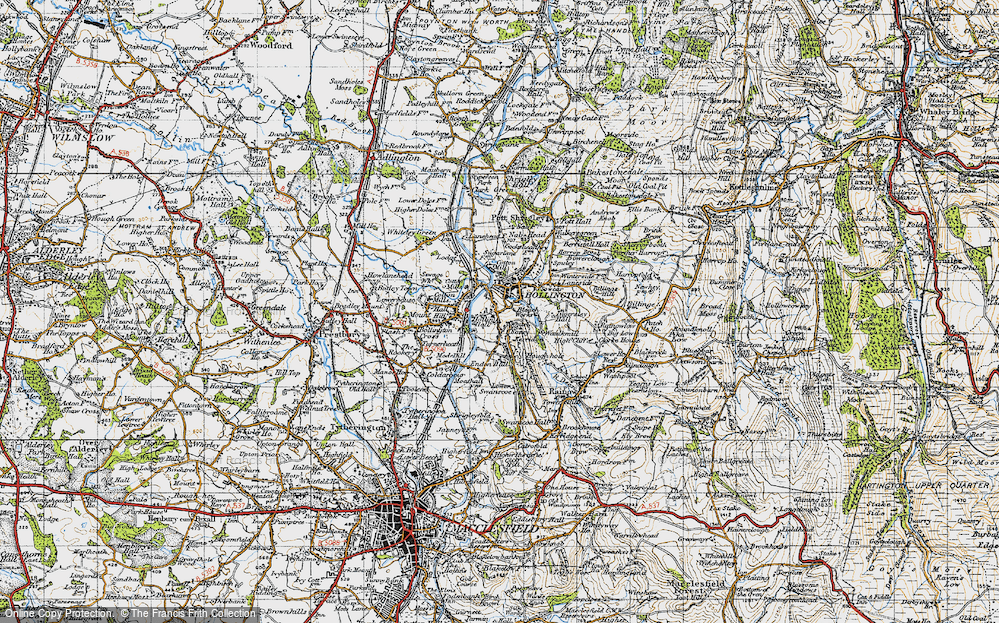 Old Map of Historic Map covering White Nancy in 1947