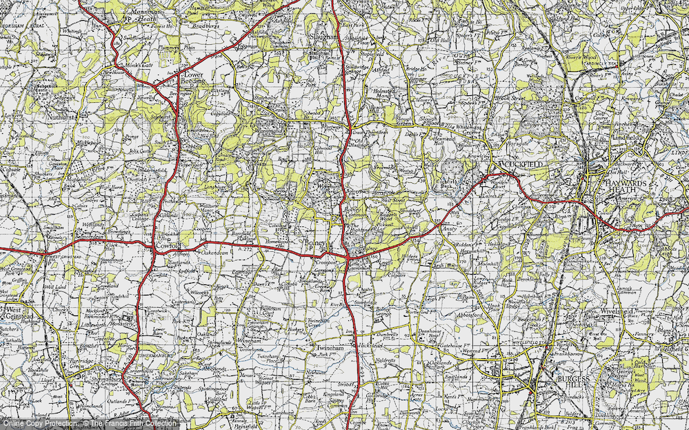 Old Map of Historic Map covering Broxmead in 1940