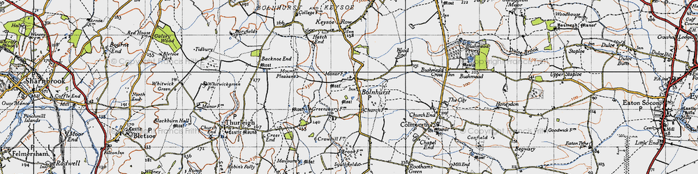 Old map of Bolnhurst in 1946