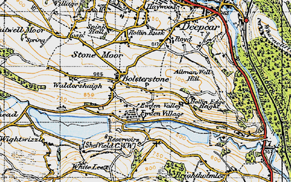Old map of Bolsterstone in 1947