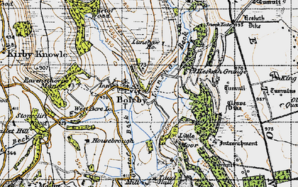 Old map of Boltby Scar in 1947