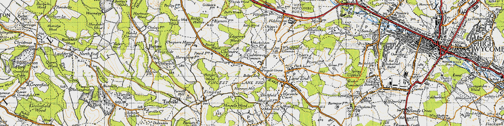 Old map of Bolter End in 1947