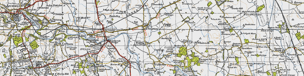 Old map of Bolton-on-Swale in 1947