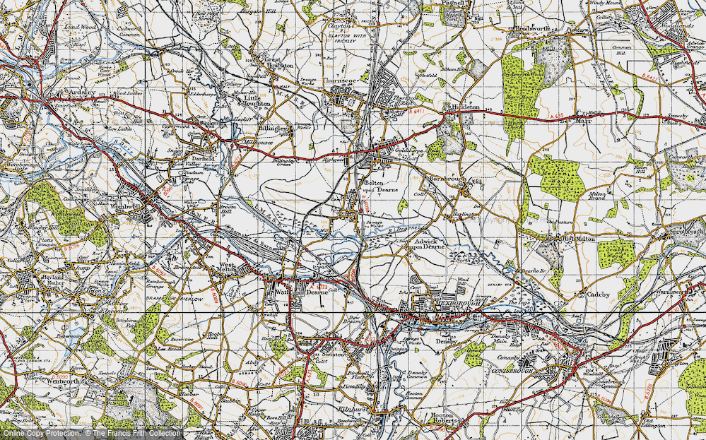 Old Map of Historic Map covering Bolton Common in 1947