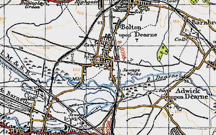 Old map of Bolton Upon Dearne in 1947