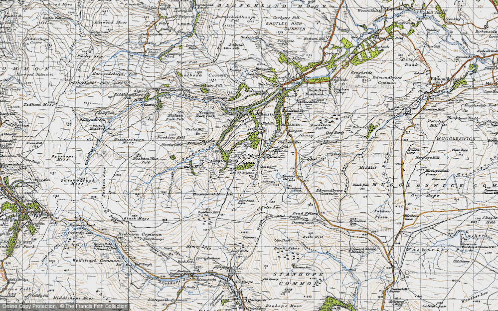 Old Map of Historic Map covering Burnhead Dam in 1947