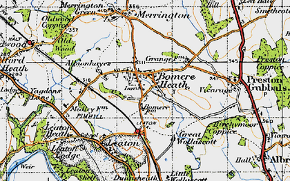 Old map of Bomere Heath in 1947