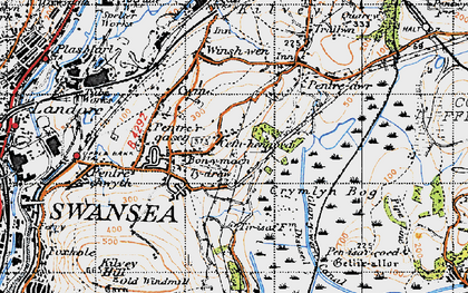Old map of Bon-y-maen in 1947