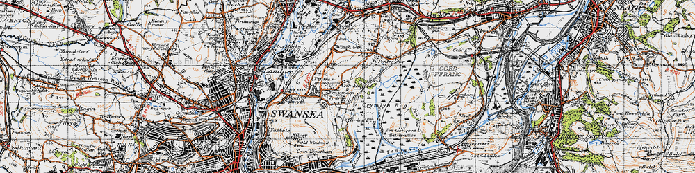 Old map of Bon-y-maen in 1947