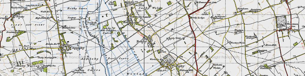 Old map of Bonby in 1947