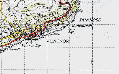 Old map of Monks Bay in 1945