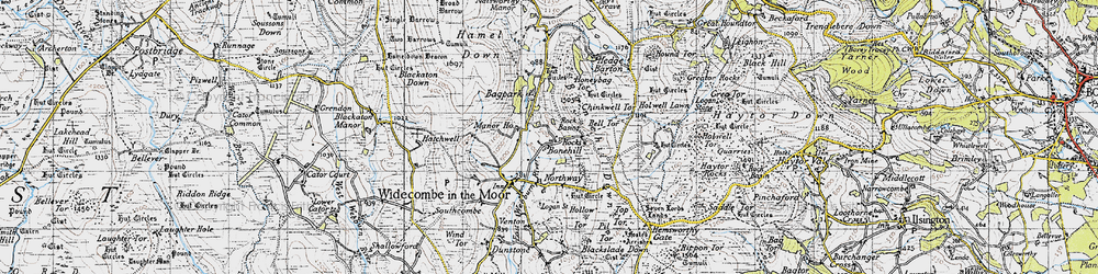 Old map of Bonehill Down in 1946