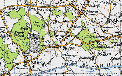 Old map of Bonnington in 1940