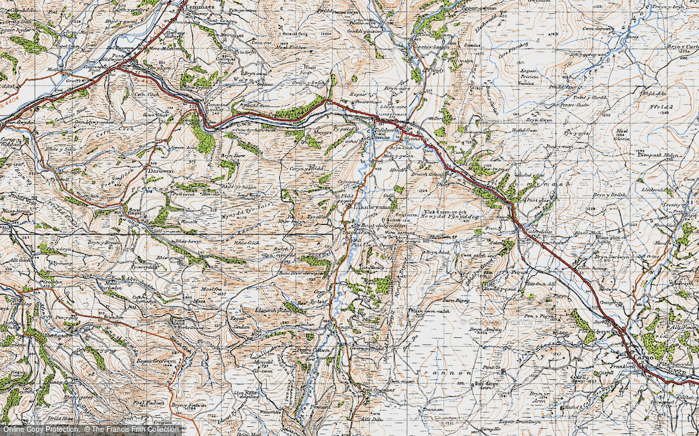 Old Map of Historic Map covering Llan in 1947