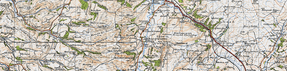 Old map of Bont Dolgadfan in 1947