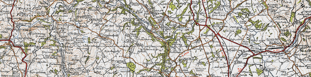 Old map of Bedd-y-cawr in 1947