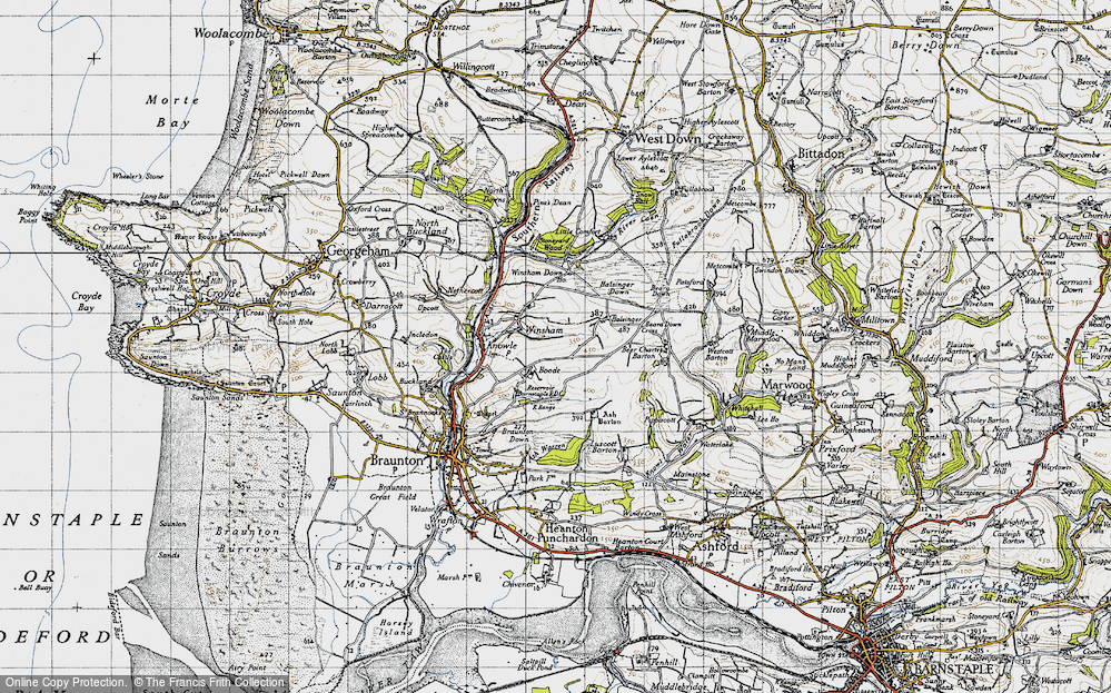 Old Map of Historic Map covering Winsham Down Ho in 1946