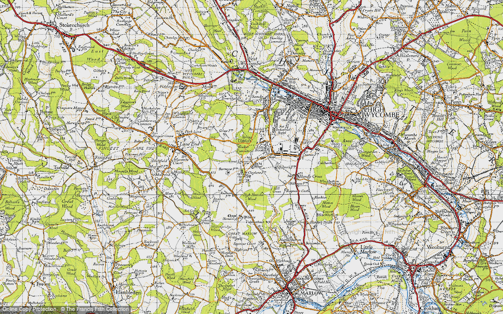Old Map of Historic Map covering Booker Common in 1947