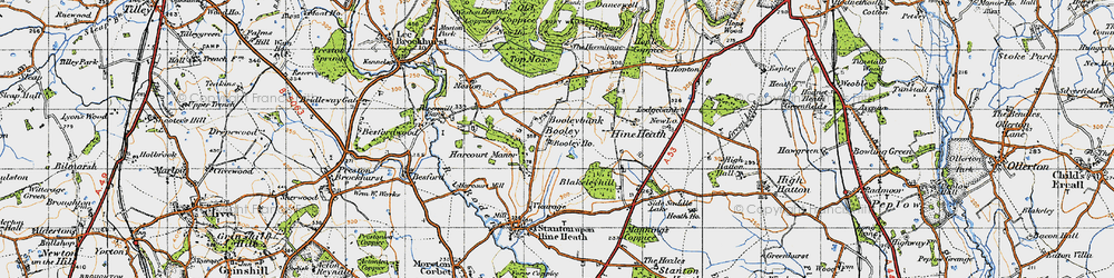 Old map of Booley in 1947