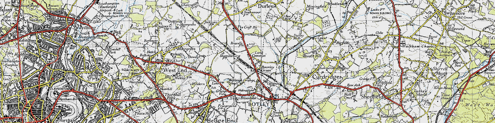 Old map of Boorley Green in 1945